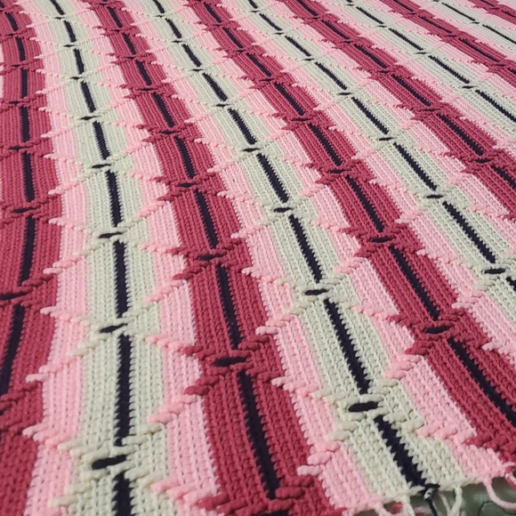 Vintage Handmade  Afghan Blanket Crochet‎ Knit - Picture 3 of 7